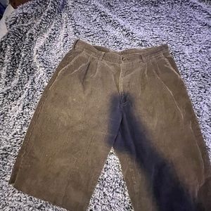 Shorts, dark green, corduroy